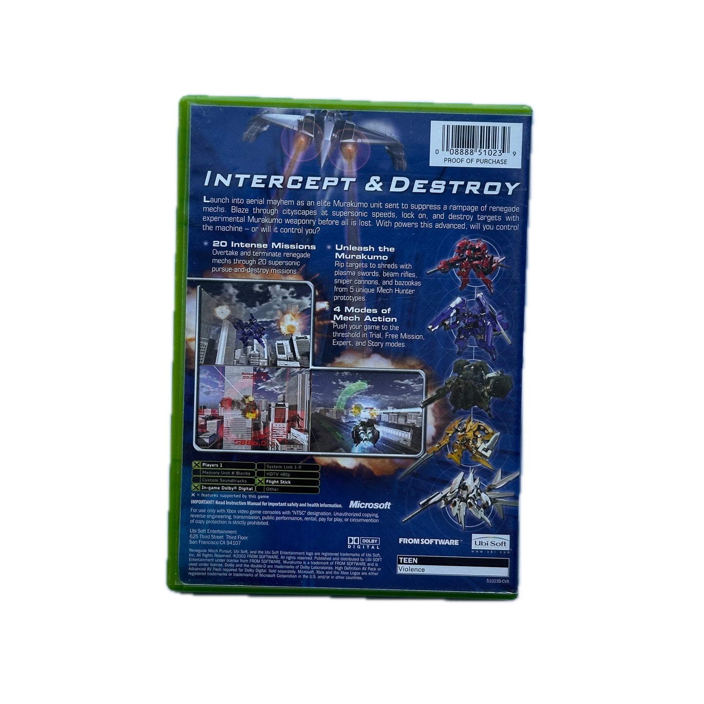 Murakumo Renegade Mech Pursuit Xbox Complete in Box