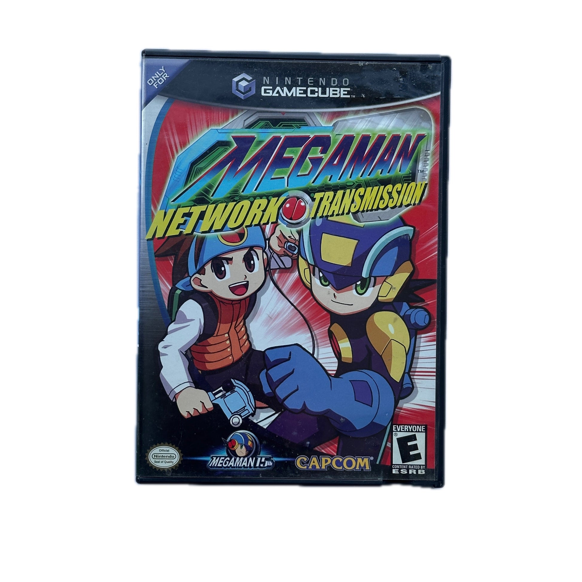 Front Cover art of the gamecube game Mega Man Network Transmission.
