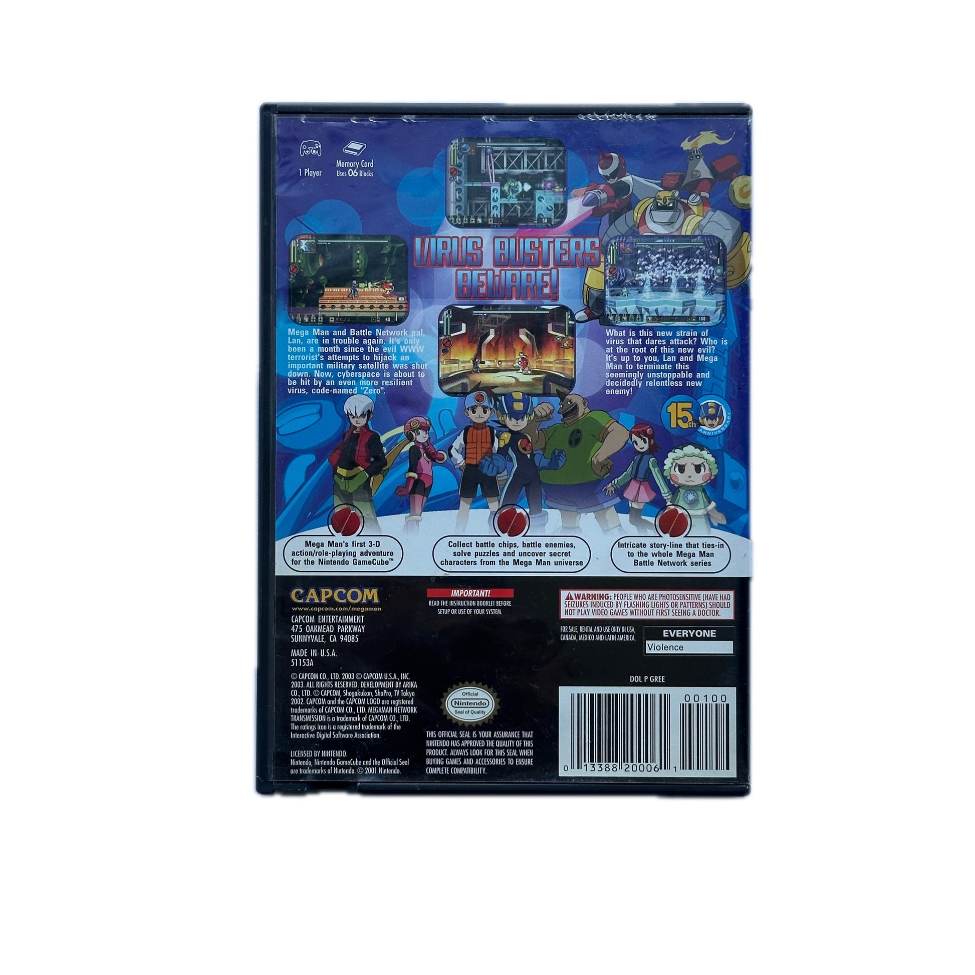 Back Cover of Mega Man Network Transmission Nintendo Gamecube