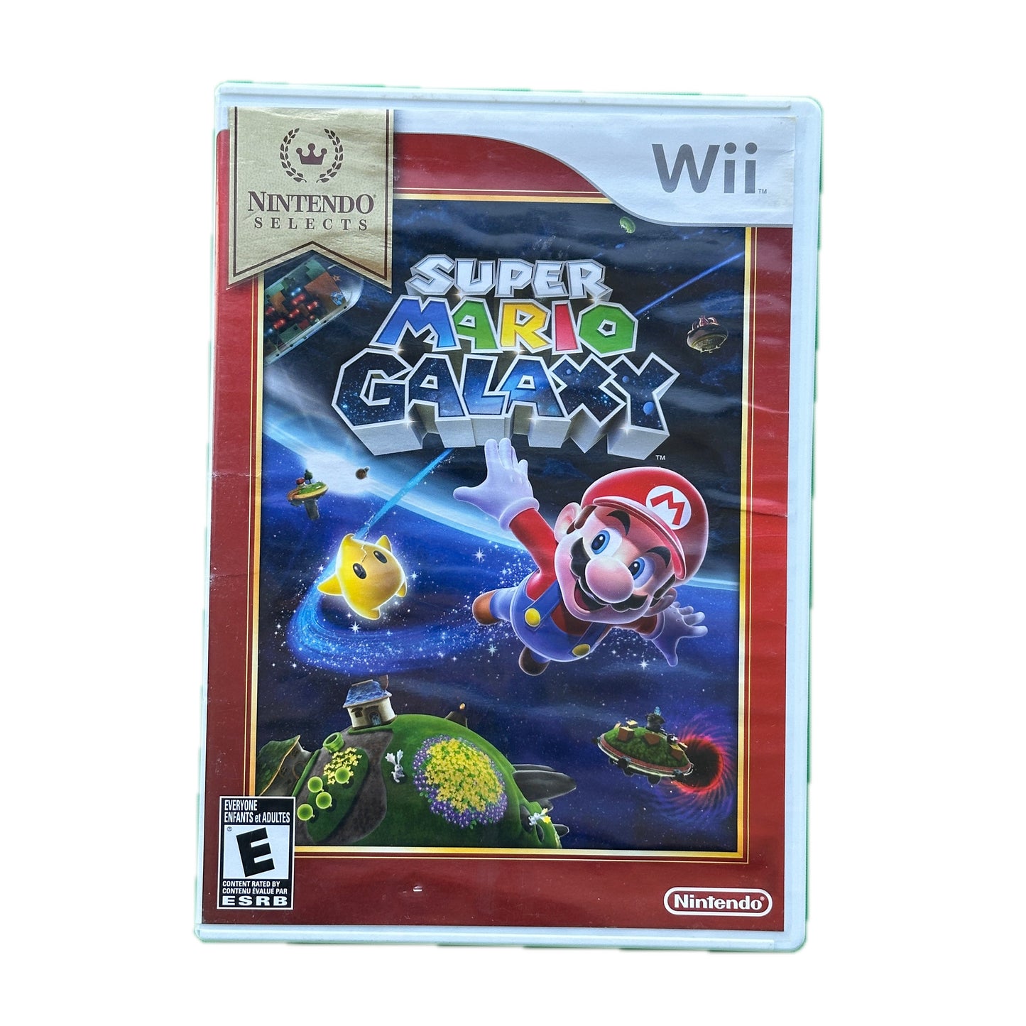 Super Mario Galaxy game case for Wii on a white background
