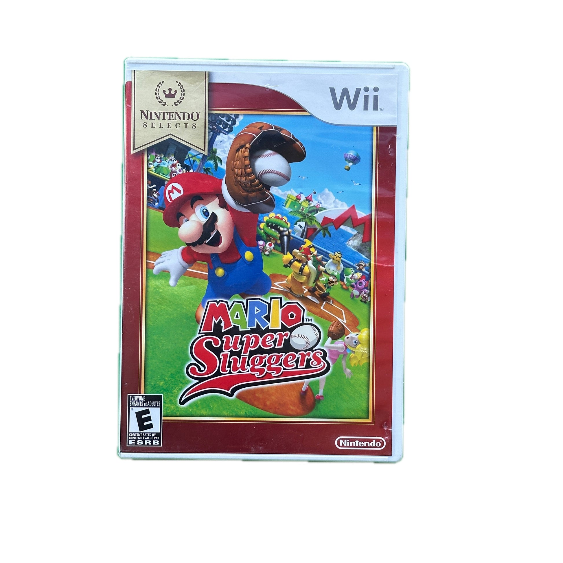 Nintendo Wii game case for 'Mario Super Sluggers' on a white background