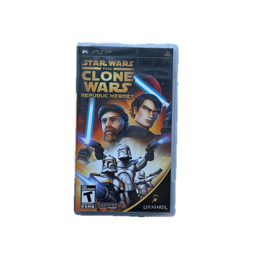 Star Wars The Clone Wars Republic Heroes PSP game case on a white background