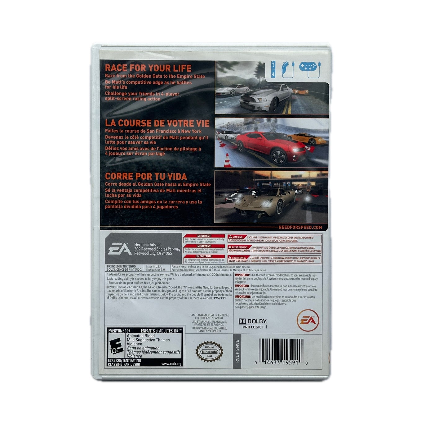 Need For Speed on The Run Nintendo Wii Complete in Box