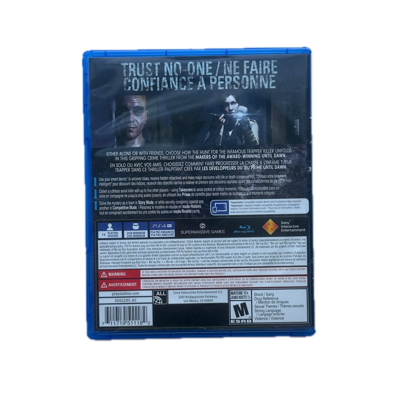 Hidden Agenda Playstation 4 PS4 Complete in Box