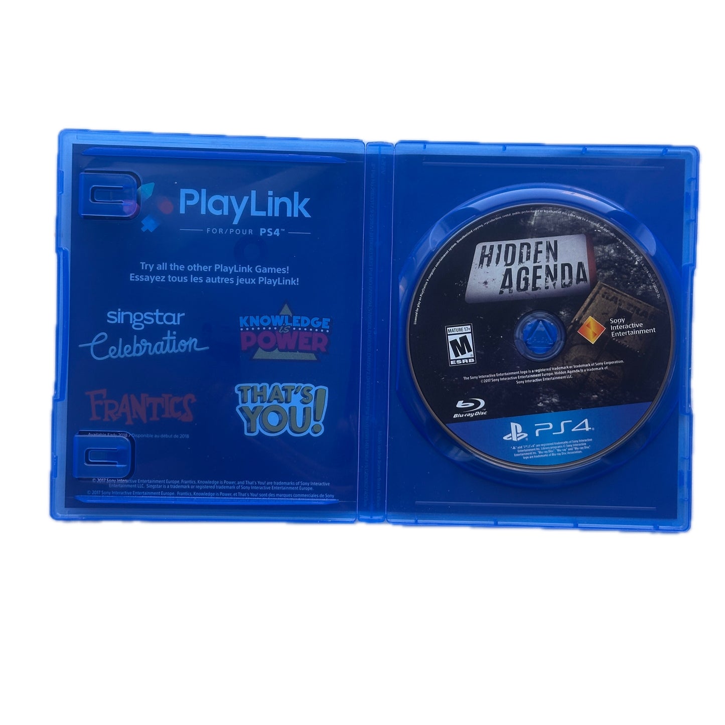 Hidden Agenda Playstation 4 PS4 Complete in Box