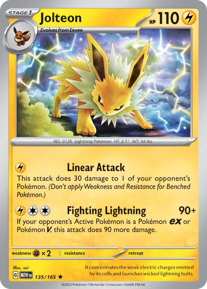 Jolteon Holo 135/165 Scarlet & Violet 151 Pokémon Raw