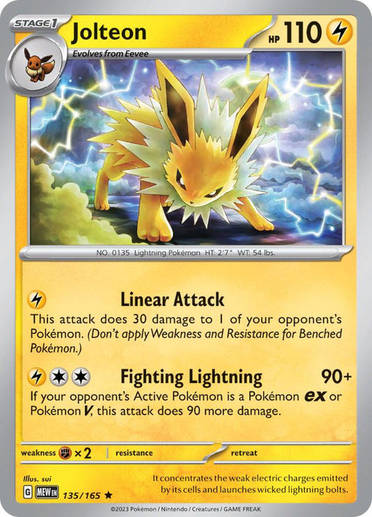 Jolteon Holo 135/165 Scarlet & Violet 151 Pokémon Raw