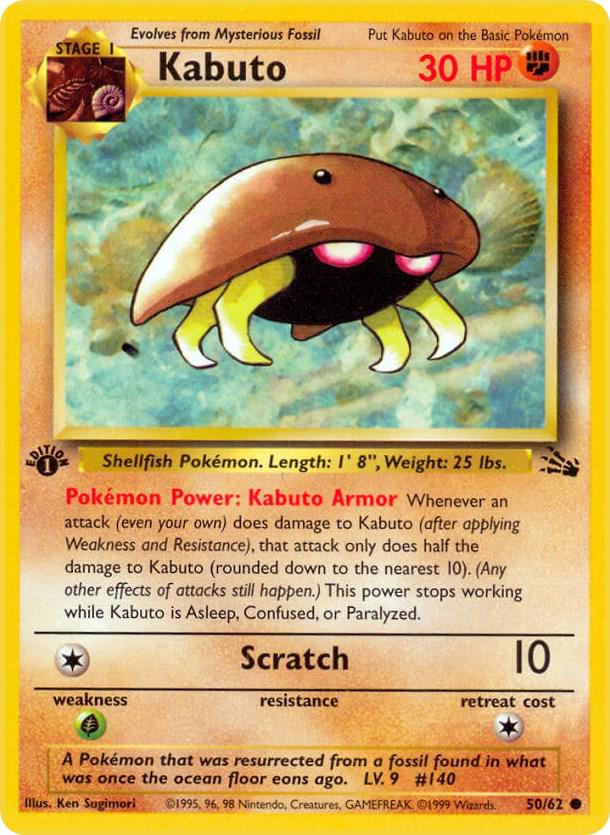Kabuto 50/62 Pokémon Fossil Raw