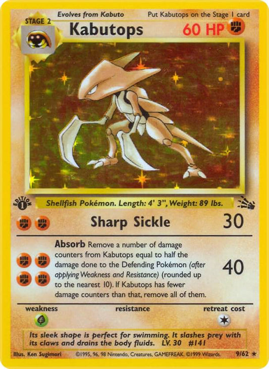 Kabutops Holo 9/62 Pokémon Fossil Raw