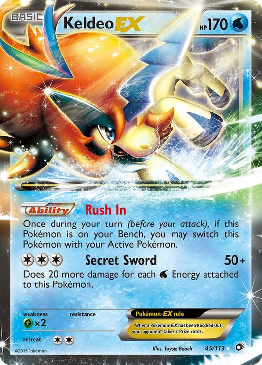 Keldeo EX 45/113 Pokémon Legendary Treasures Raw
