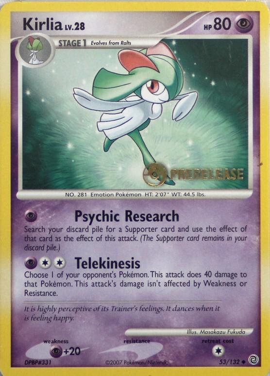 Kirlia LV.28 53/132 Prerelease Pokémon Diamond & Pearl Secret Wonders Raw