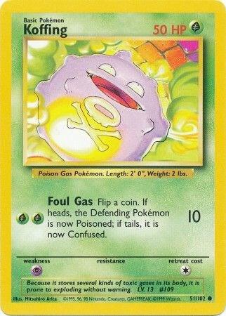 Koffing 51/102 Pokémon Base Set Unlimited Raw