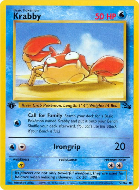 Krabby 51/62 Pokémon Fossil Raw