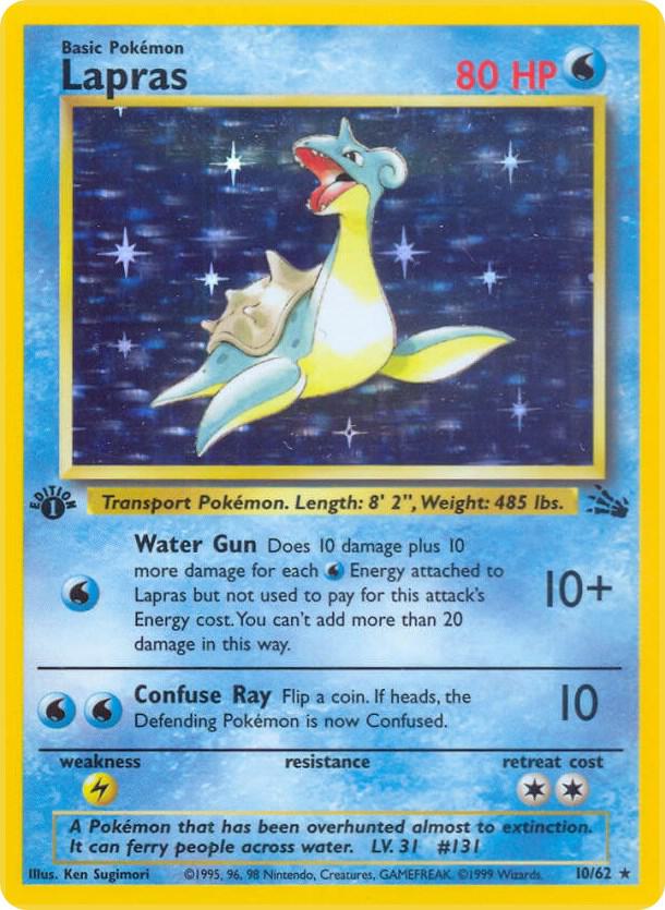 Lapras Holo 10/62 Pokémon Fossil Raw
