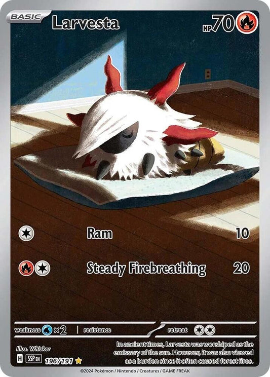 Larvesta 196/191 Scarlet & Violet Surging Sparks Pokémon Raw