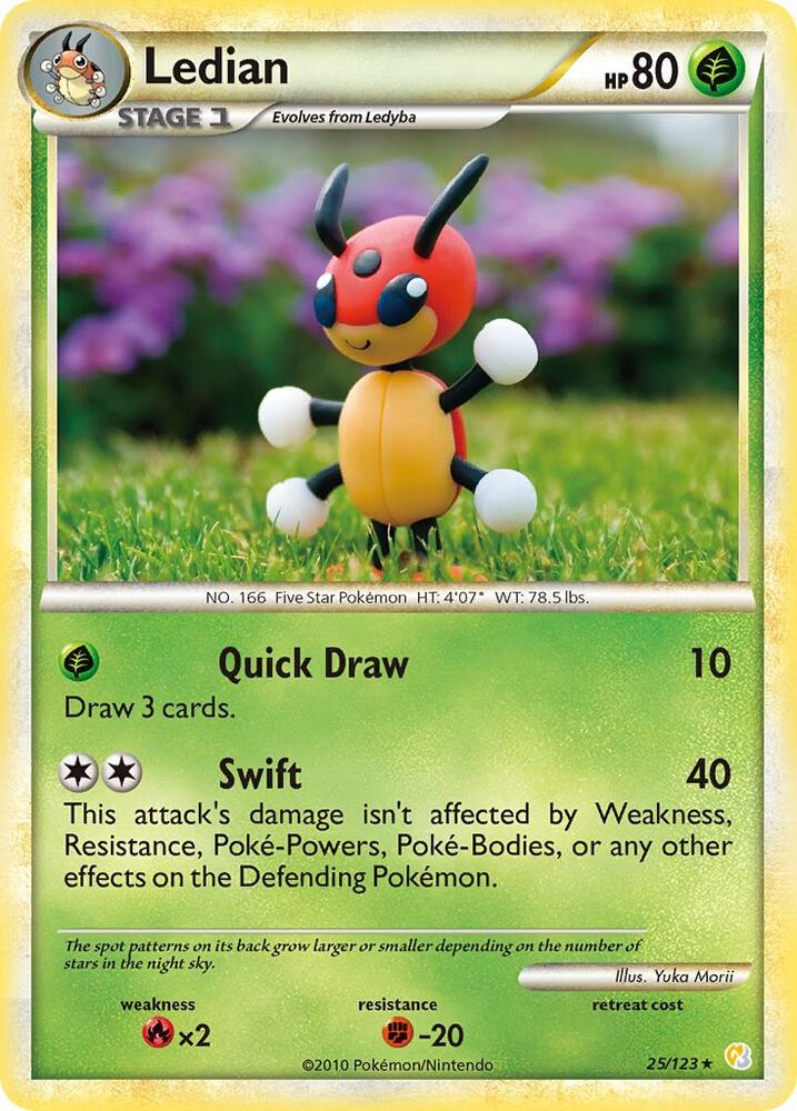 Ledian 25/123 Reverse Holo Pokémon HeartGold & SoulSilver Raw
