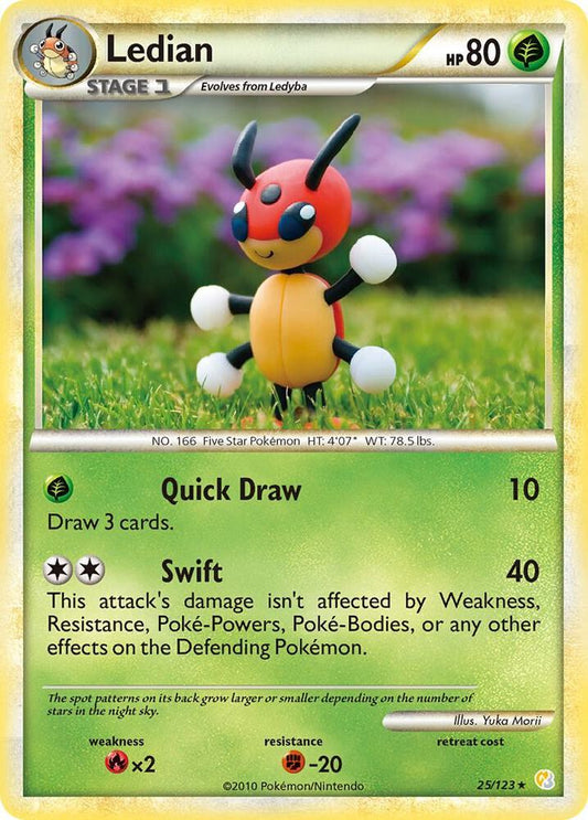 Ledian 25/123 Reverse Holo Pokémon HeartGold & SoulSilver Raw