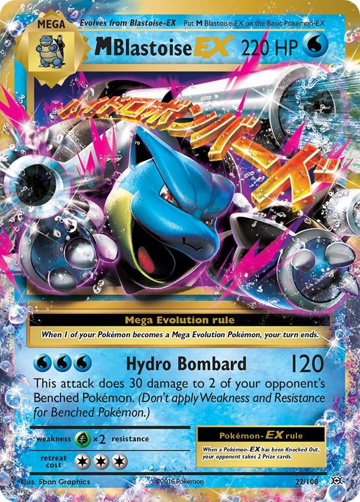 M Blastoise EX 22/108 Pokémon XY Evolutions Raw