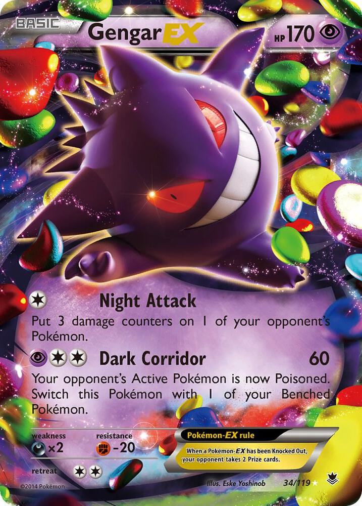 Gengar EX 34/119 XY Phantom Forces Pokémon Raw