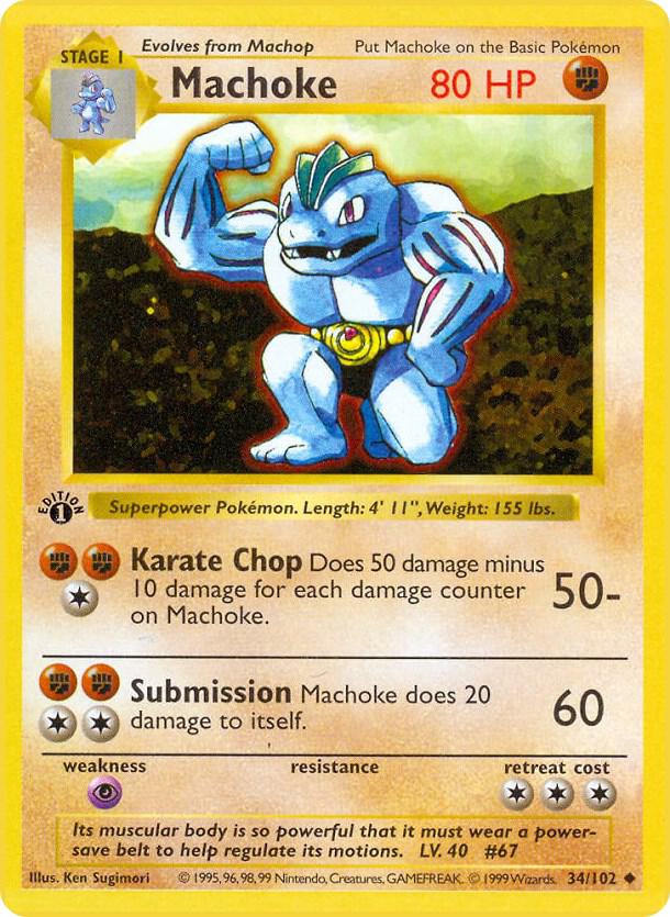 Machoke 34/102 Pokémon Base Set Shadowless Raw