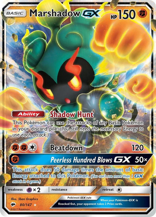 Marshadow GX 80/147 Pokémon Sun & Moon Burning Shadows Raw