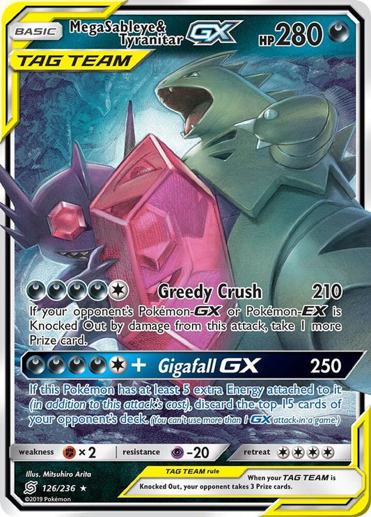 MegaSableye & Tyranitar GX 126/236 Pokémon Unified Minds Raw
