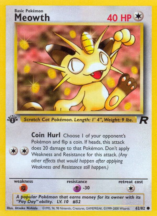 Meowth 62/82 Pokémon Team Rocket Raw