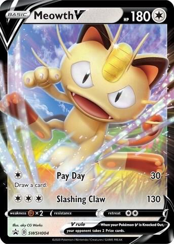 Meowth V SWSH004 Black Star Promo Pokémon Sword & Shield Raw