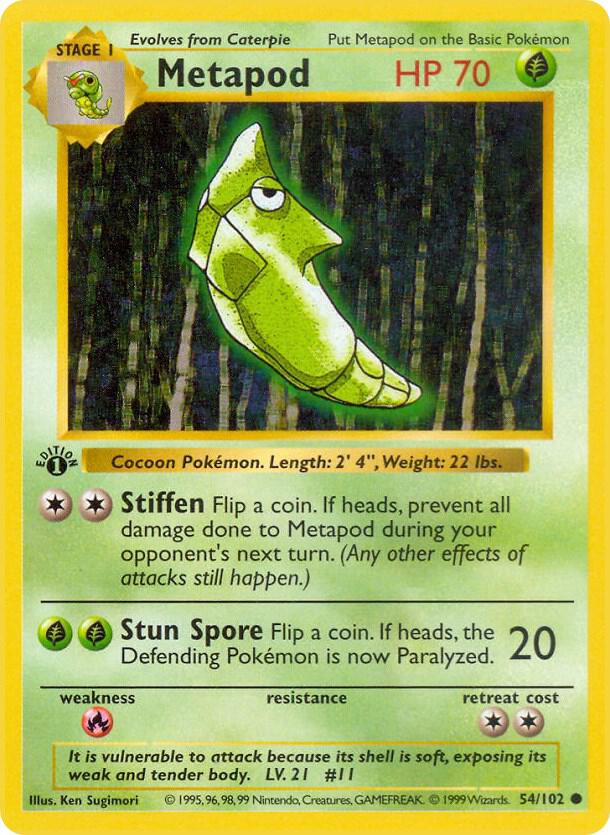 Metapod 54/102 Pokémon Base Set Shadowless Raw