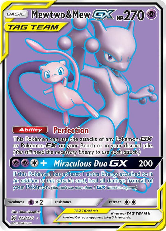 Mewtwo & Mew GX 222/236 Pokémon Unified Minds Raw