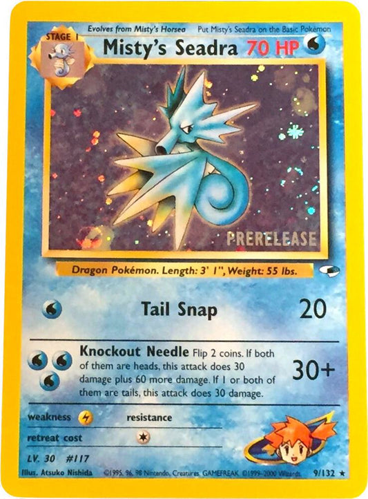 Misty's Seadra Cosmos Holo 9/132 Pokémon Gym Heroes Prerelease Raw