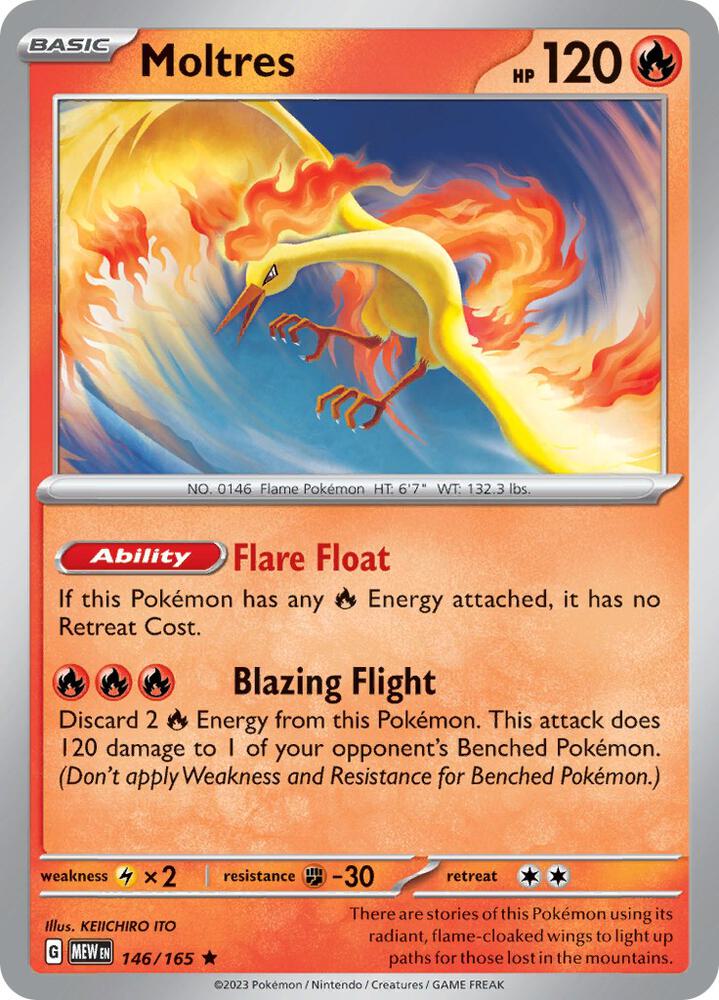 Moltres Holo 146/165 Scarlet & Violet 151 Pokémon Raw