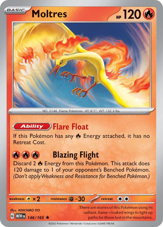Moltres Holo 146/165 Scarlet & Violet 151 Pokémon Raw