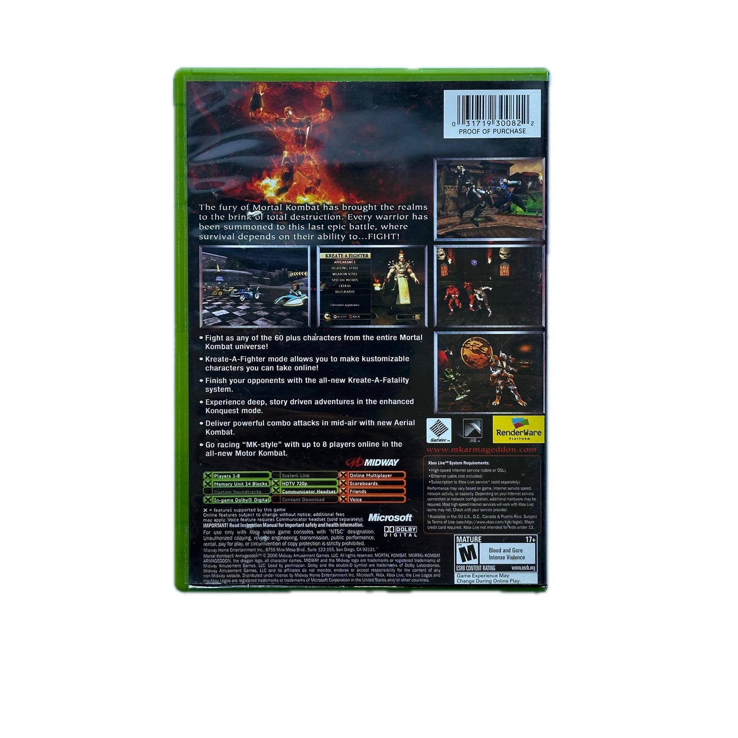 Mortal Kombat Armageddon Xbox Complete in Box