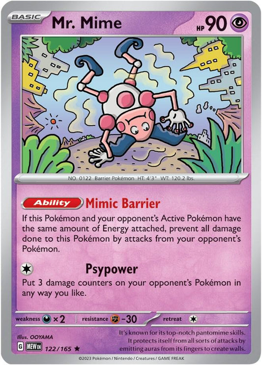 Mr. Mime Holo 122/165 Scarlet & Violet 151 Pokémon Raw