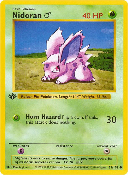 Nidoran M 055/102 Pokémon Base Set Shadowless Raw