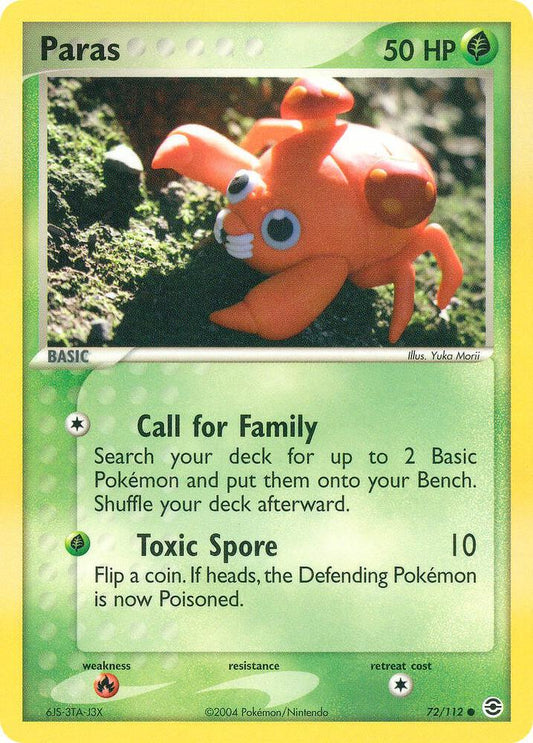Paras 72/112 Pokémon EX FireRed & LeafGreen Raw