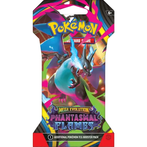 Pokémon trading card game booster pack with colorful design and character illustration.