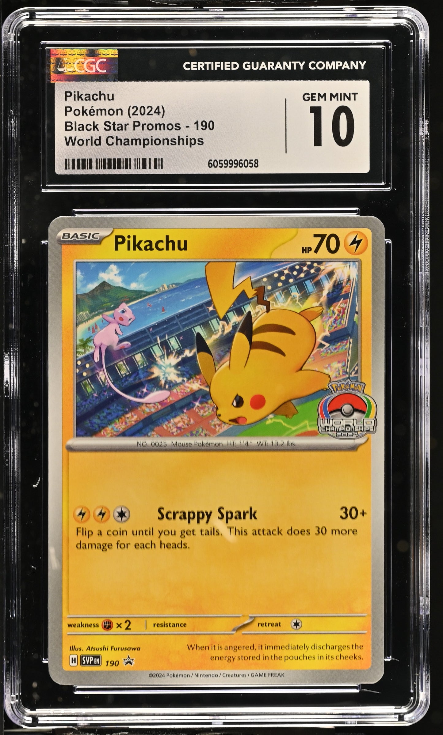 Pikachu SVP190 World Champions Ships 2024 Scarlet & Violet Promo CGC Graded