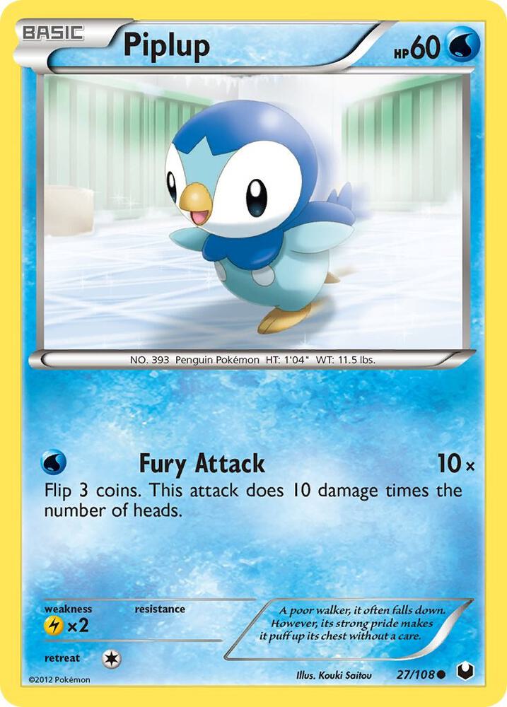 Piplup 27/108 Pokémon Dark Explorers Raw