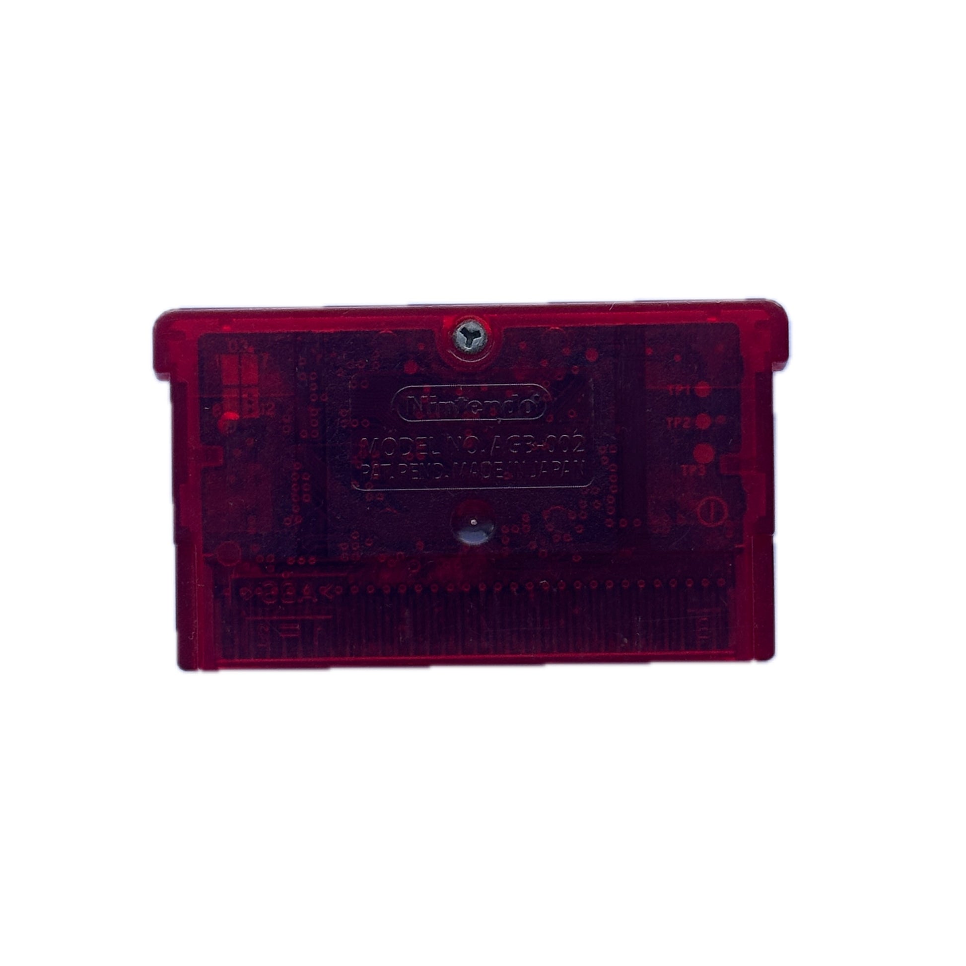 Red Game Boy Advance case on a white background