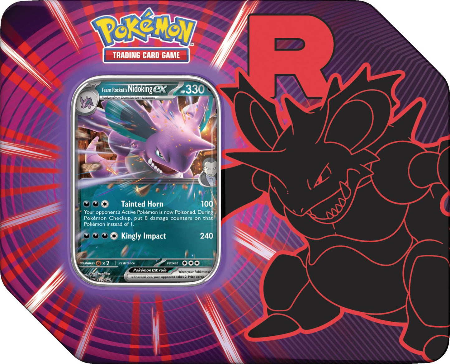 Pokémon Scarlet & Violet Destined Rivals Team Rocket's Nidoking Collection Tin