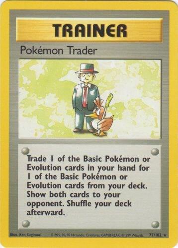 Pokémon Trader 77/102 Pokémon Base Set Unlimited Raw