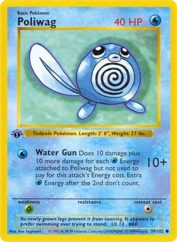 Poliwag 59/102 Pokémon Base Set Shadowless Raw