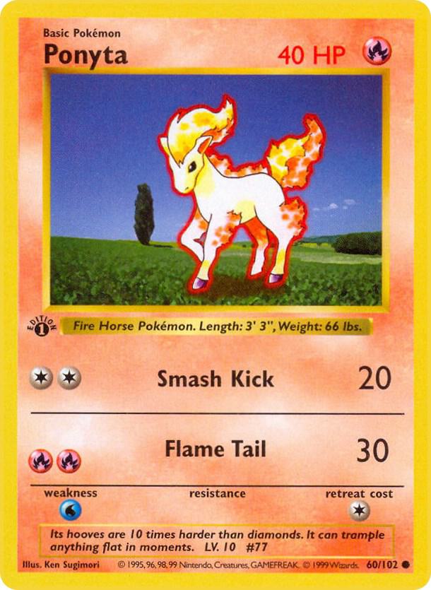Ponyta 060/102 Pokémon Base Set Shadowless Raw