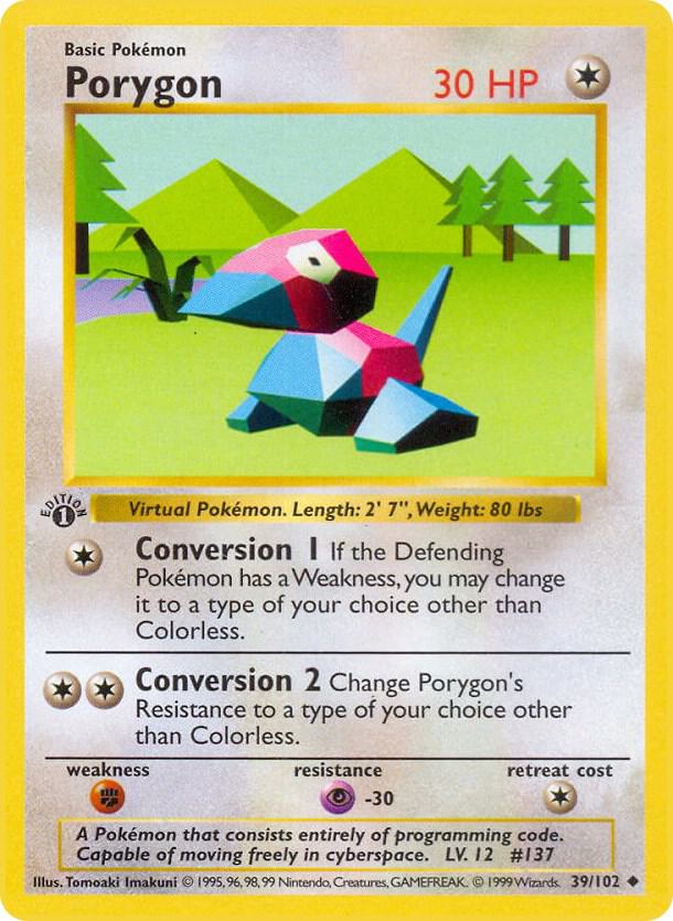 Porygon 39/102 Pokémon Base Set Shadowless Raw