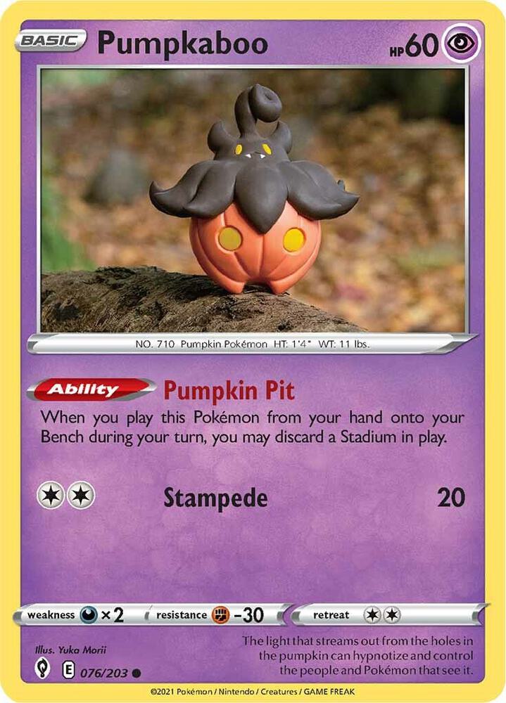Pumpkaboo 076/203 Reverse Holo Sword & Shield Evolving Skies Pokémon Raw