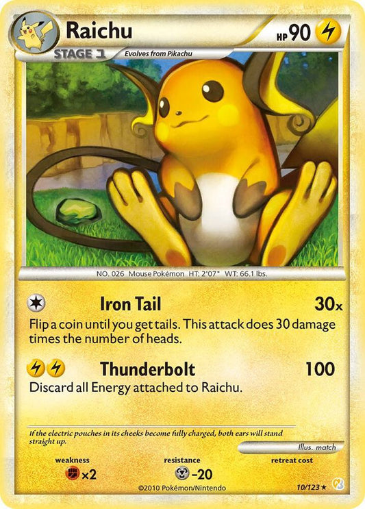 Raichu 10/123 Cosmos Holo Pokémon HeartGold & SoulSilver Raw