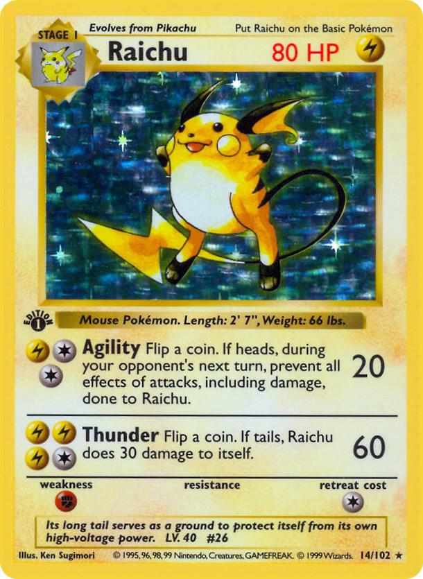 Raichu Holo 14/102 Pokémon Base Set Shadowless