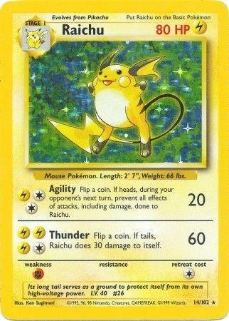 Raichu Holo 14/102 Pokémon Base Set Unlimited Raw